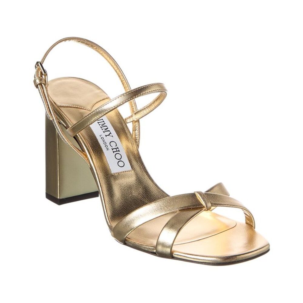 Jimmy Choo Elsy 85 Leather Sandal, Metallic